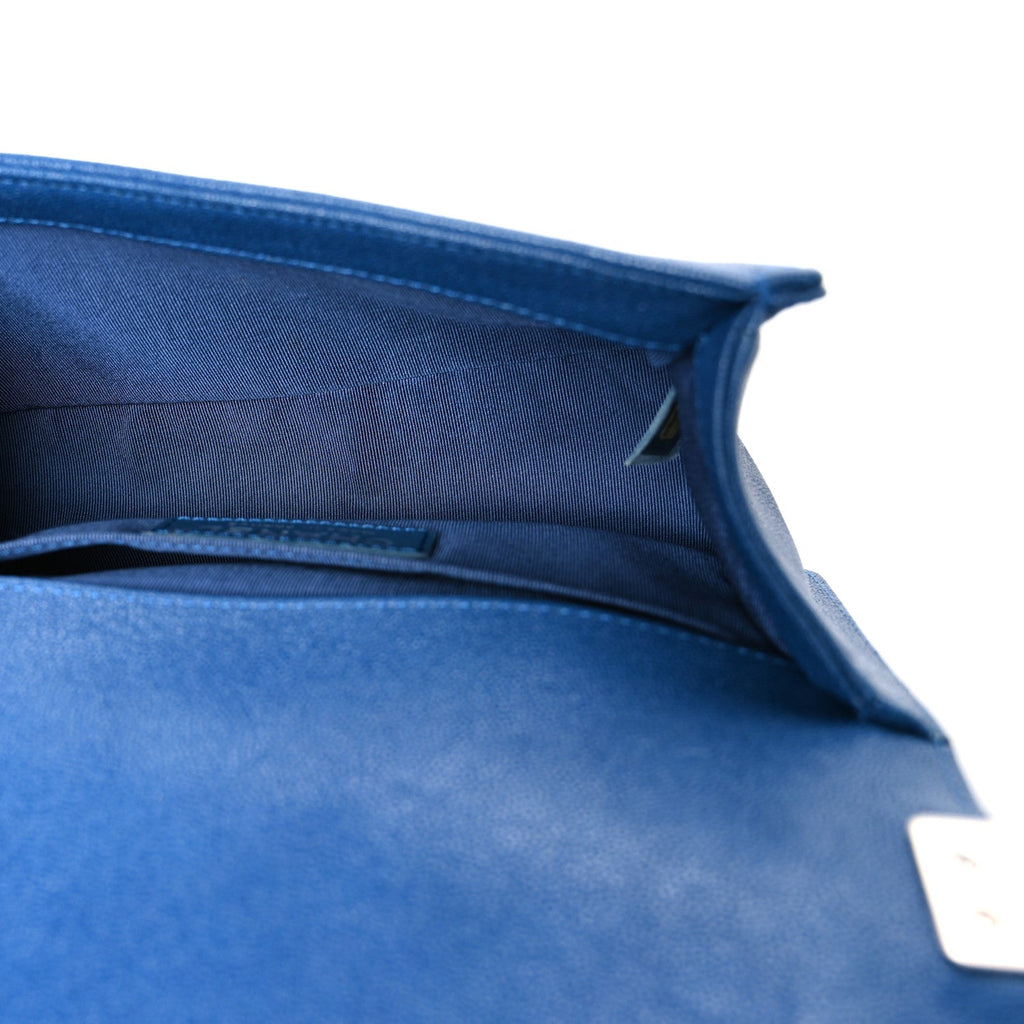 Caviar Quilted Small Boy Flap Blue