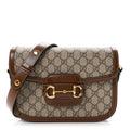 GG Supreme Monogram Horsebit 1955 Shoulder Bag Beige Brown Sugar