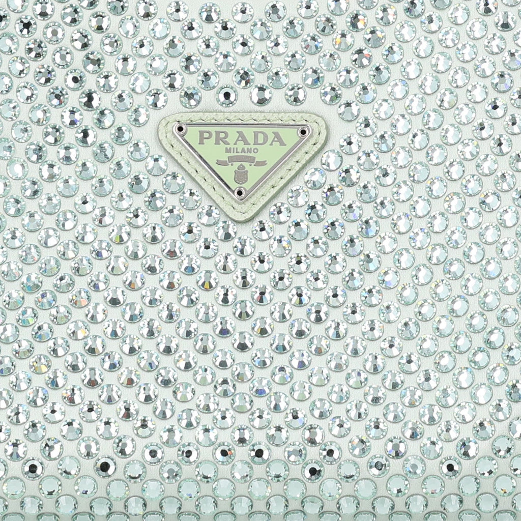 Satin Crystal Mini Re-Edition 2000 Bag Acqua