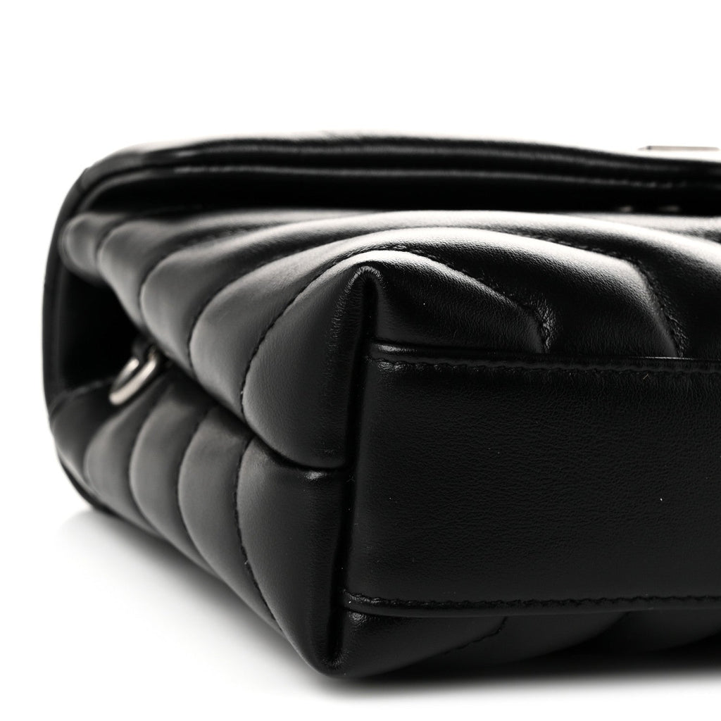 Calfskin Y Quilted Monogram Toy Loulou Crossbody Bag Black