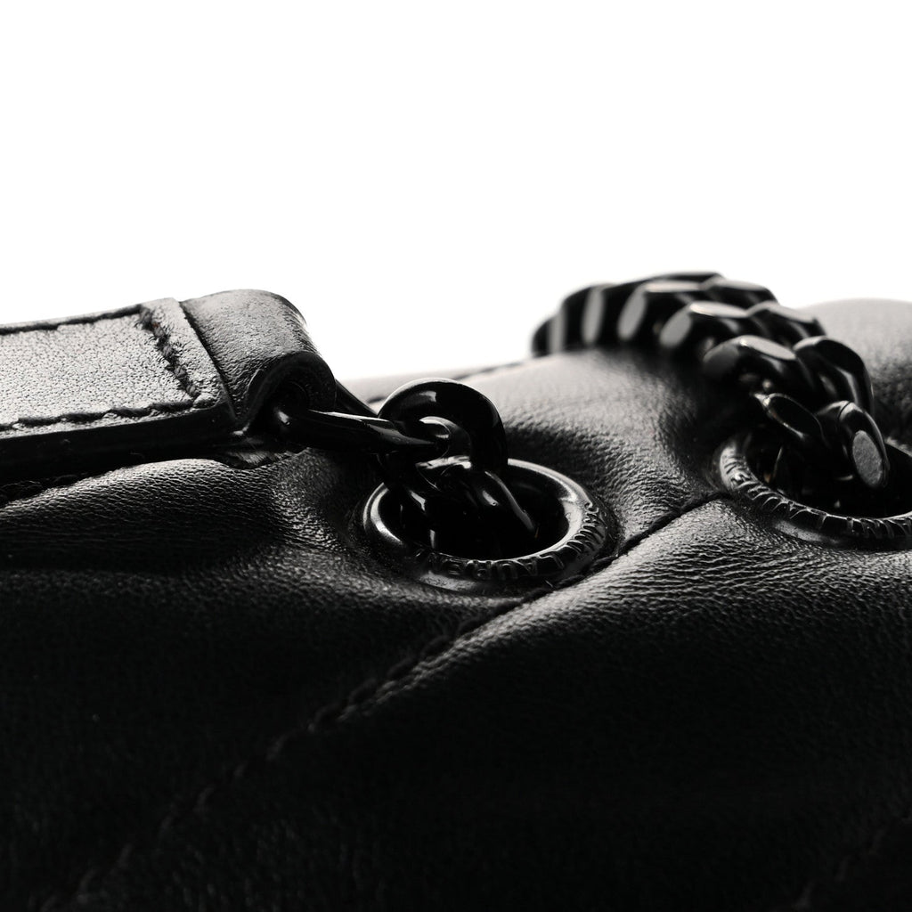 Calfskin Y Quilted Monogram Monochrome Small Loulou Chain Satchel Black
