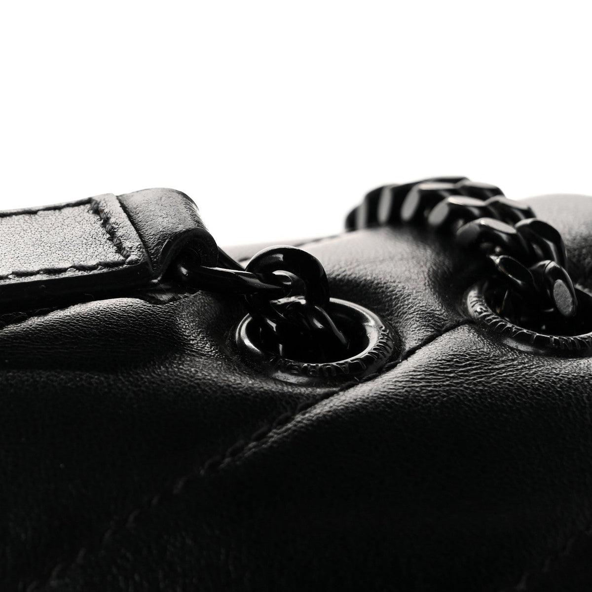 Calfskin Y Quilted Monogram Monochrome Small Loulou Chain Satchel Black