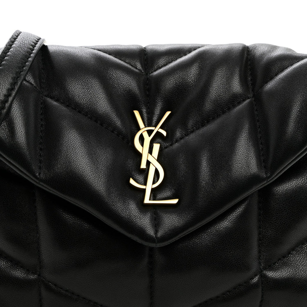 Lambskin Quilted Toy Loulou Puffer Monogram Chain Satchel Black