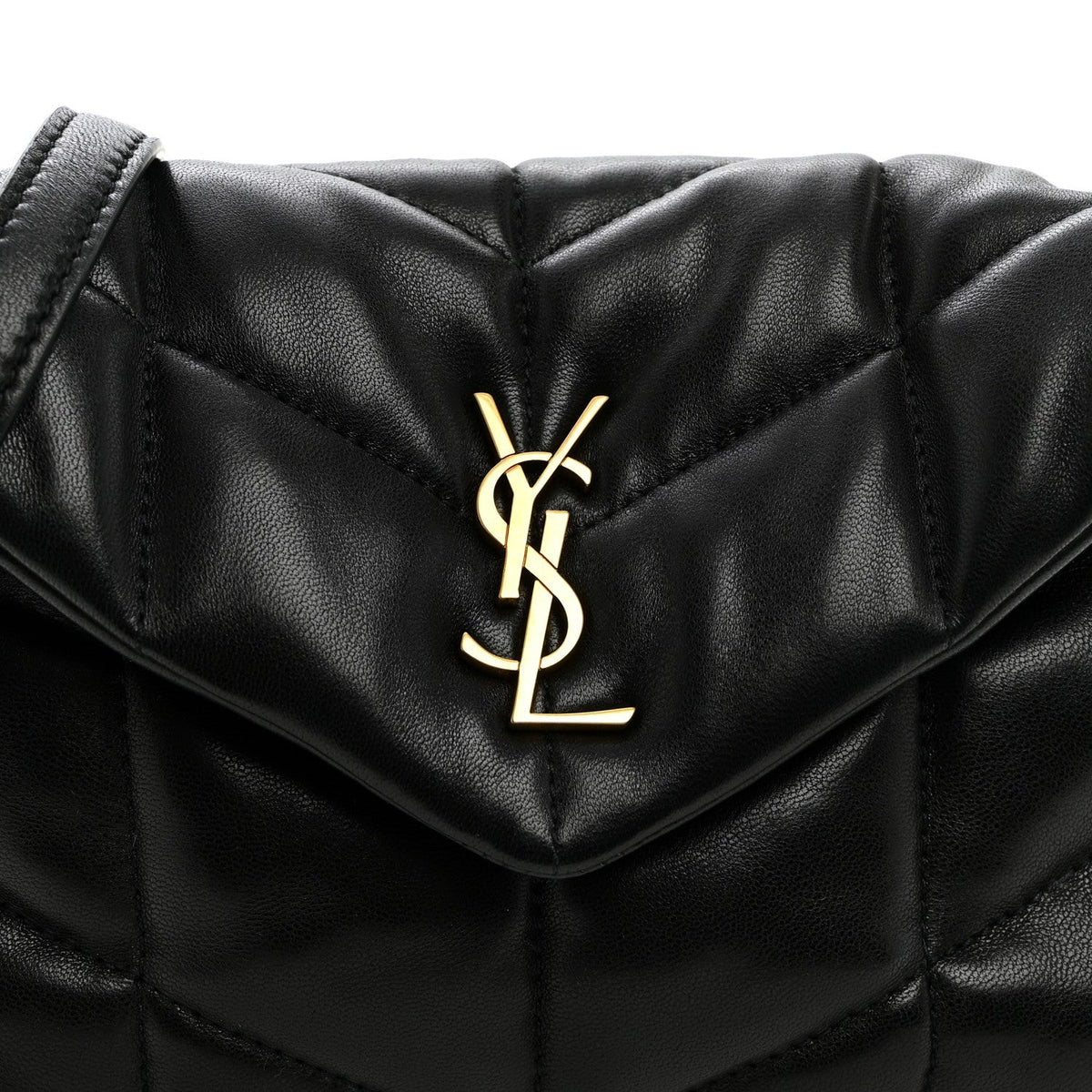 Lambskin Quilted Toy Loulou Puffer Monogram Chain Satchel Black