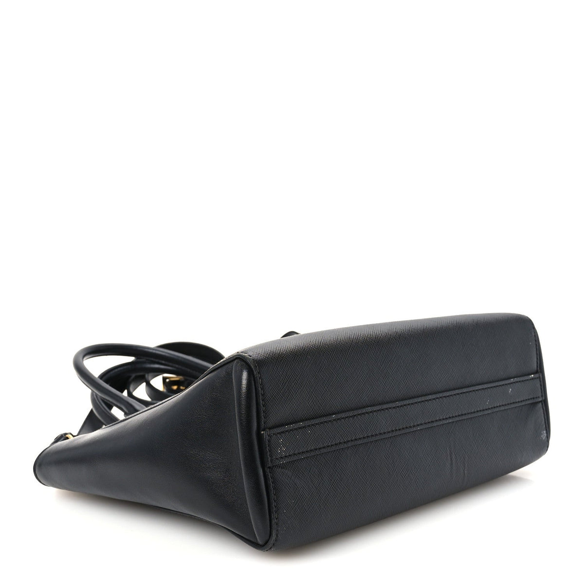 Saffiano Soft Calfskin Small Zippered Tote Black