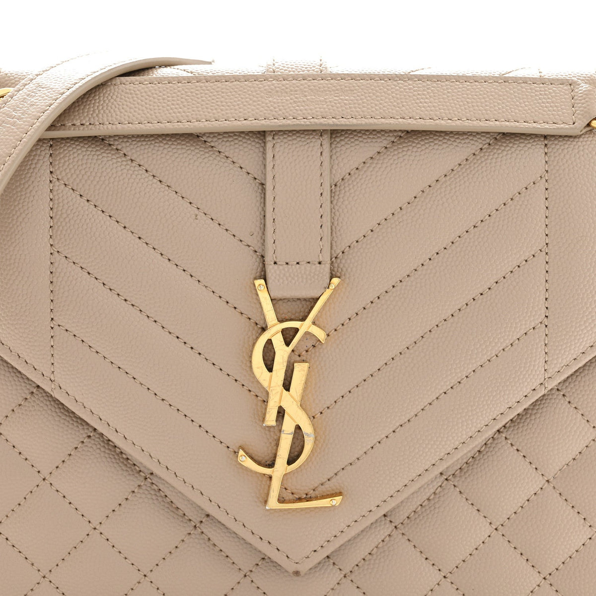 Grain De Poudre Textured Mixed Matelasse Medium Triquilt Monogram Satchel Dark Latte