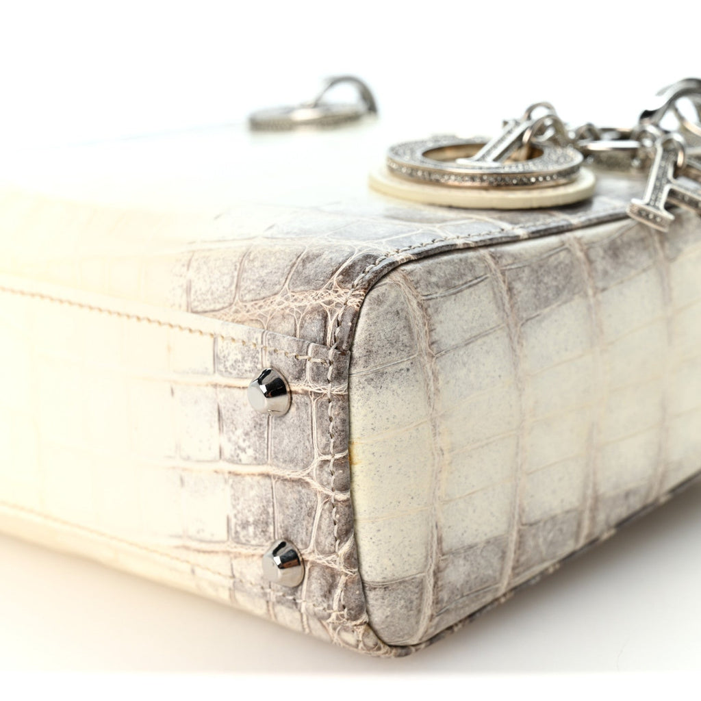 Niloticus Crocodile Himalaya Crystal Mini Lady Dior White