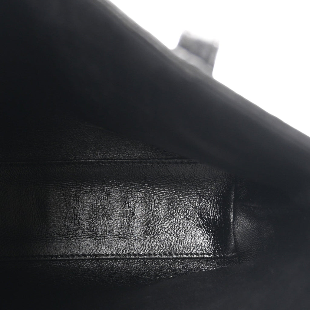 Calfskin Crocodile Embossed Paris Mini Toy Shopper Tote Black