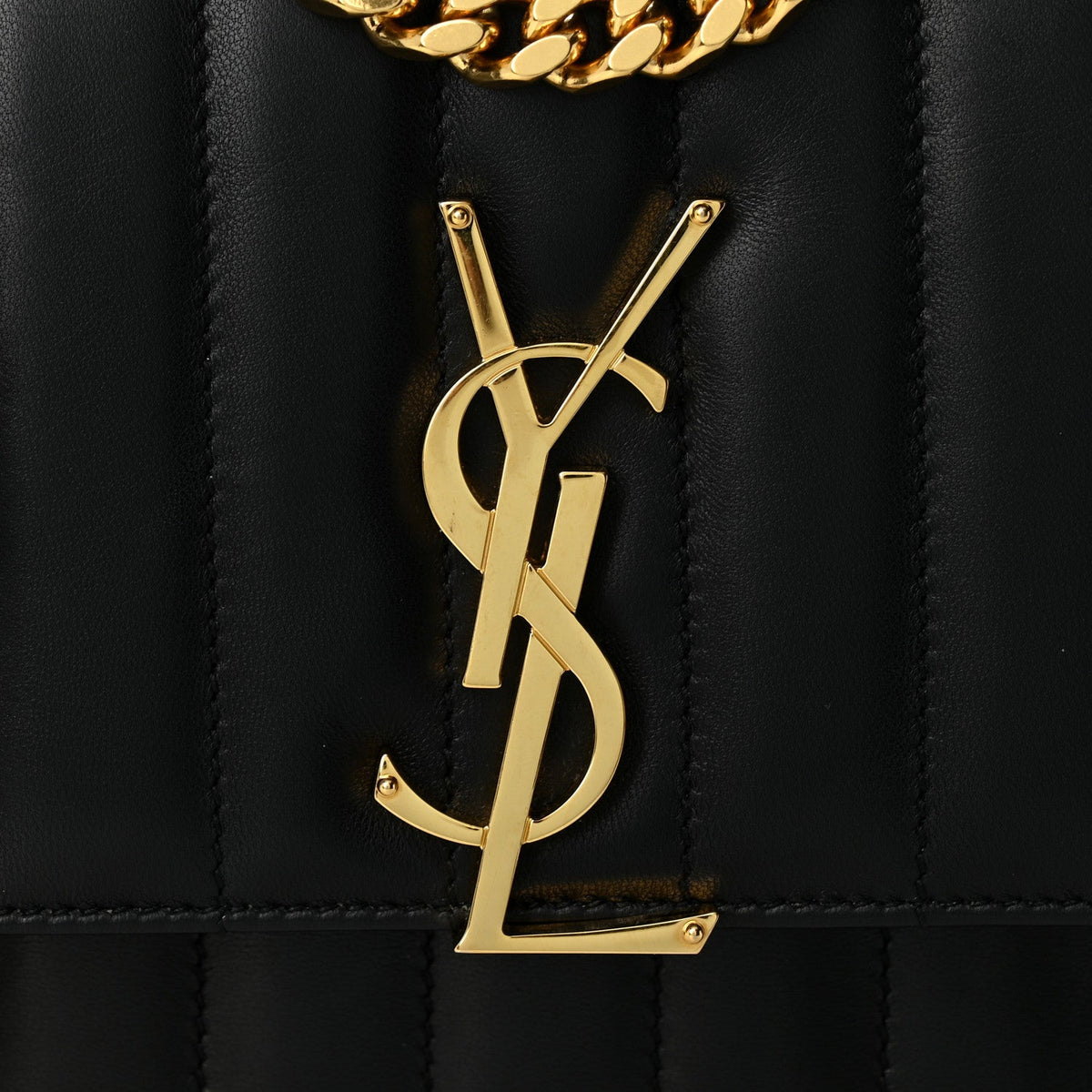 Lambskin Matelasse Monogram Small Vicky Chain Bag Black