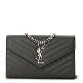 Grain De Poudre Matelasse Chevron Monogram Chain Wallet Fog