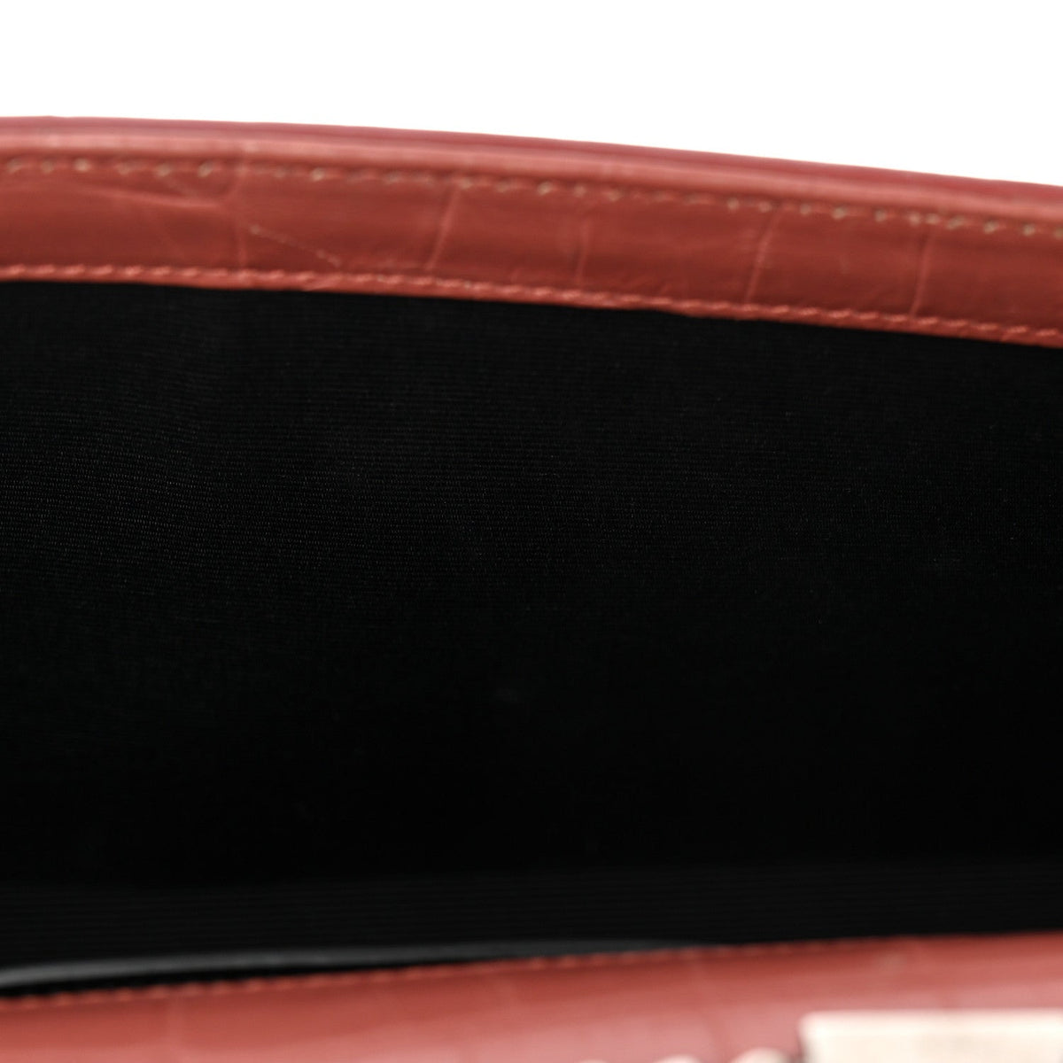 Calfskin Crocodile Embossed Medium Classic Monogram Kate Tassel Satchel Pink