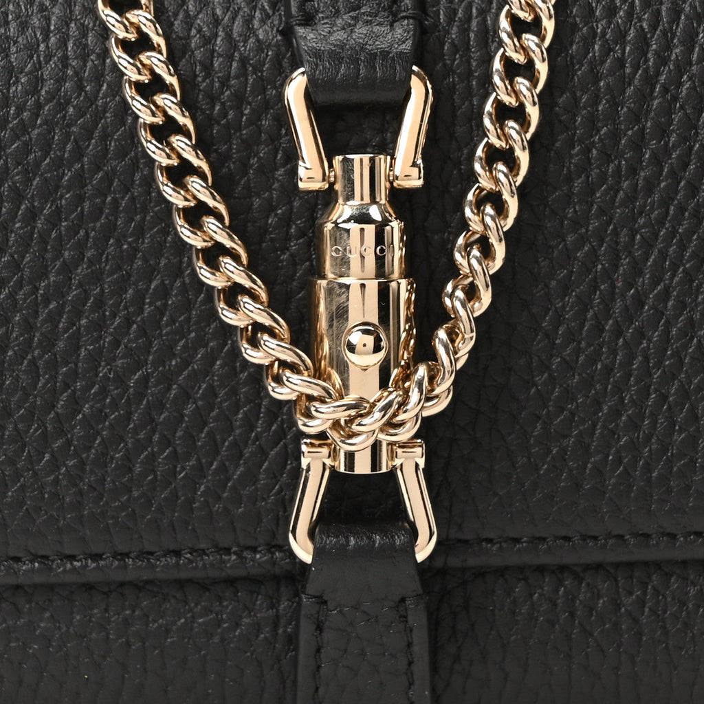 Pebbled Calfskin Jackie 1961 Chain Wallet Black