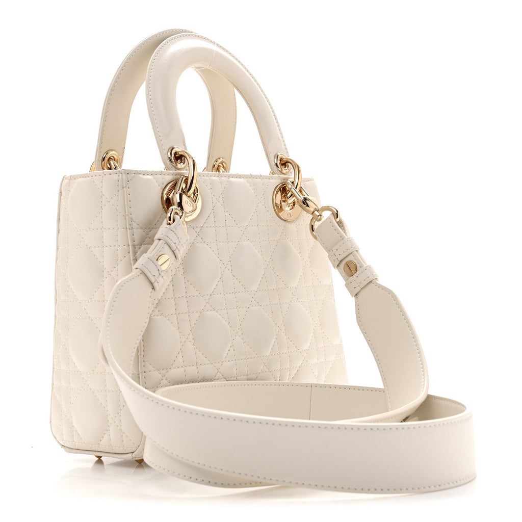 Lambskin Cannage Small My ABCDior Lady Dior White