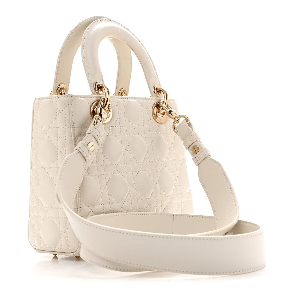 Lambskin Cannage Small My ABCDior Lady Dior White