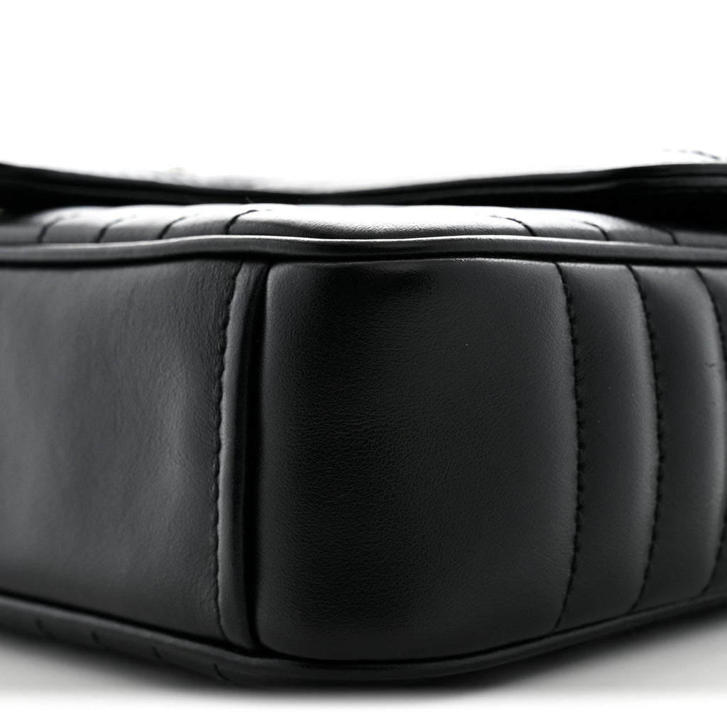 Soft Calfskin Impunture Diagramme Medium Chain Flap Shoulder Bag Black