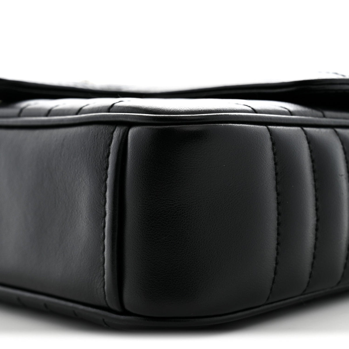 Soft Calfskin Impunture Diagramme Medium Chain Flap Shoulder Bag Black