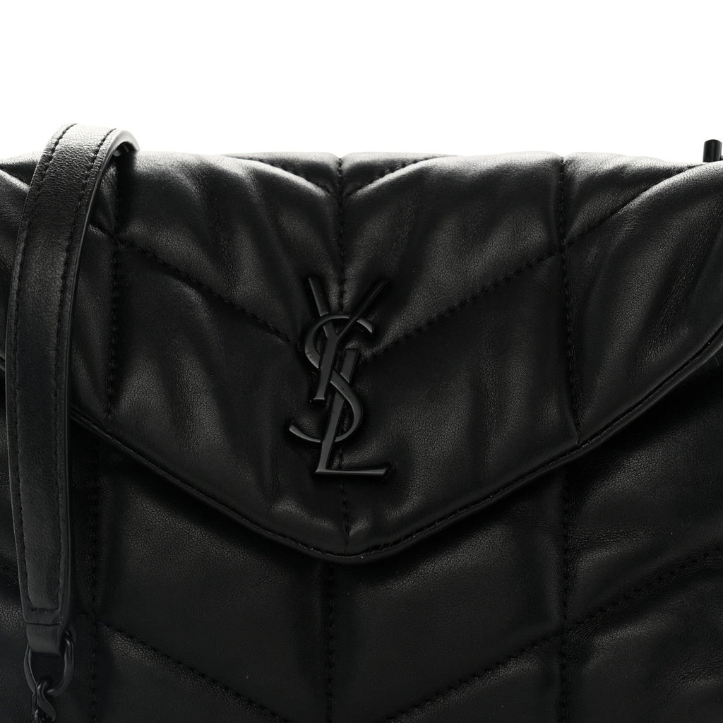 Lambskin Quilted Toy Loulou Puffer Monogram Monochrome Chain Satchel Black