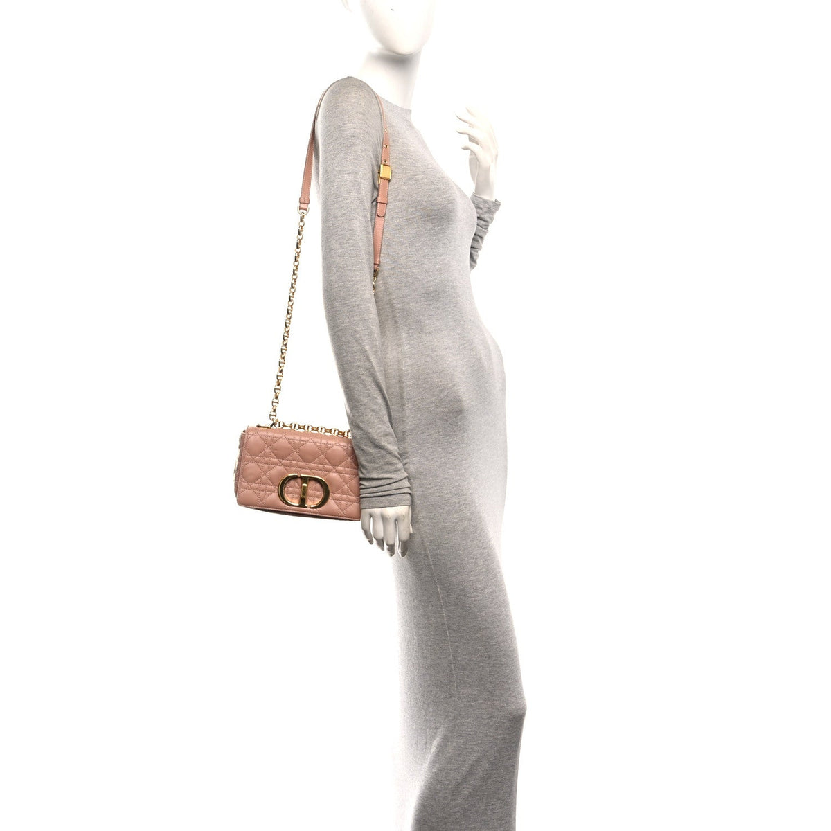 Grained Calfskin Cannage Small Caro Bag Rose De Vents