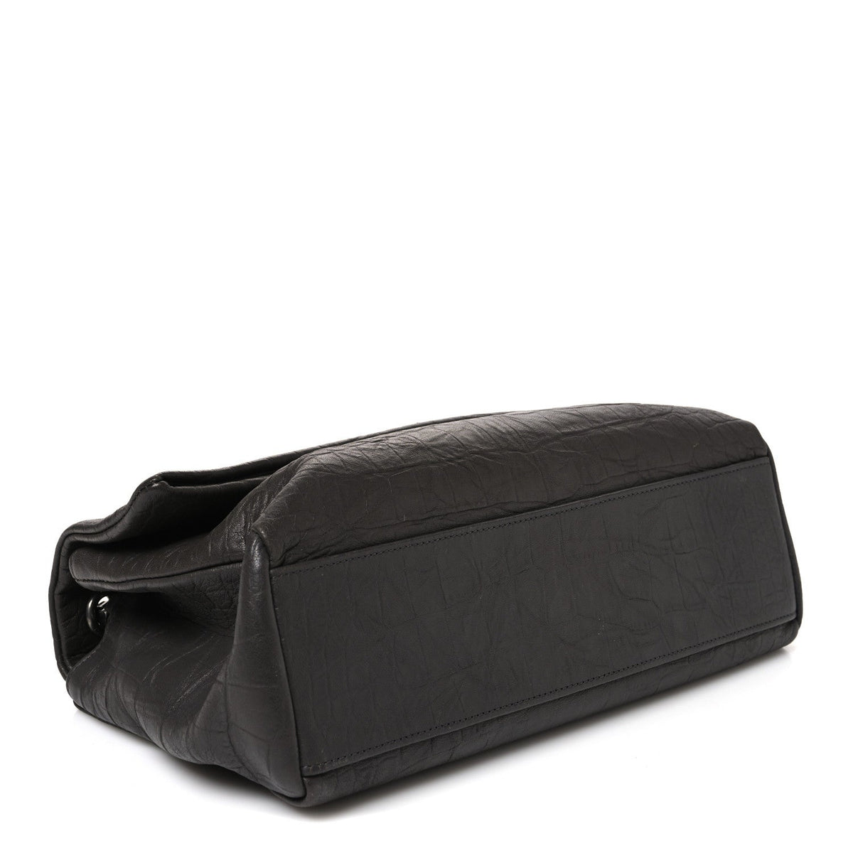 Calfskin Crocodile Embossed West Hollywood Monogram Fold-Over Dark Brown