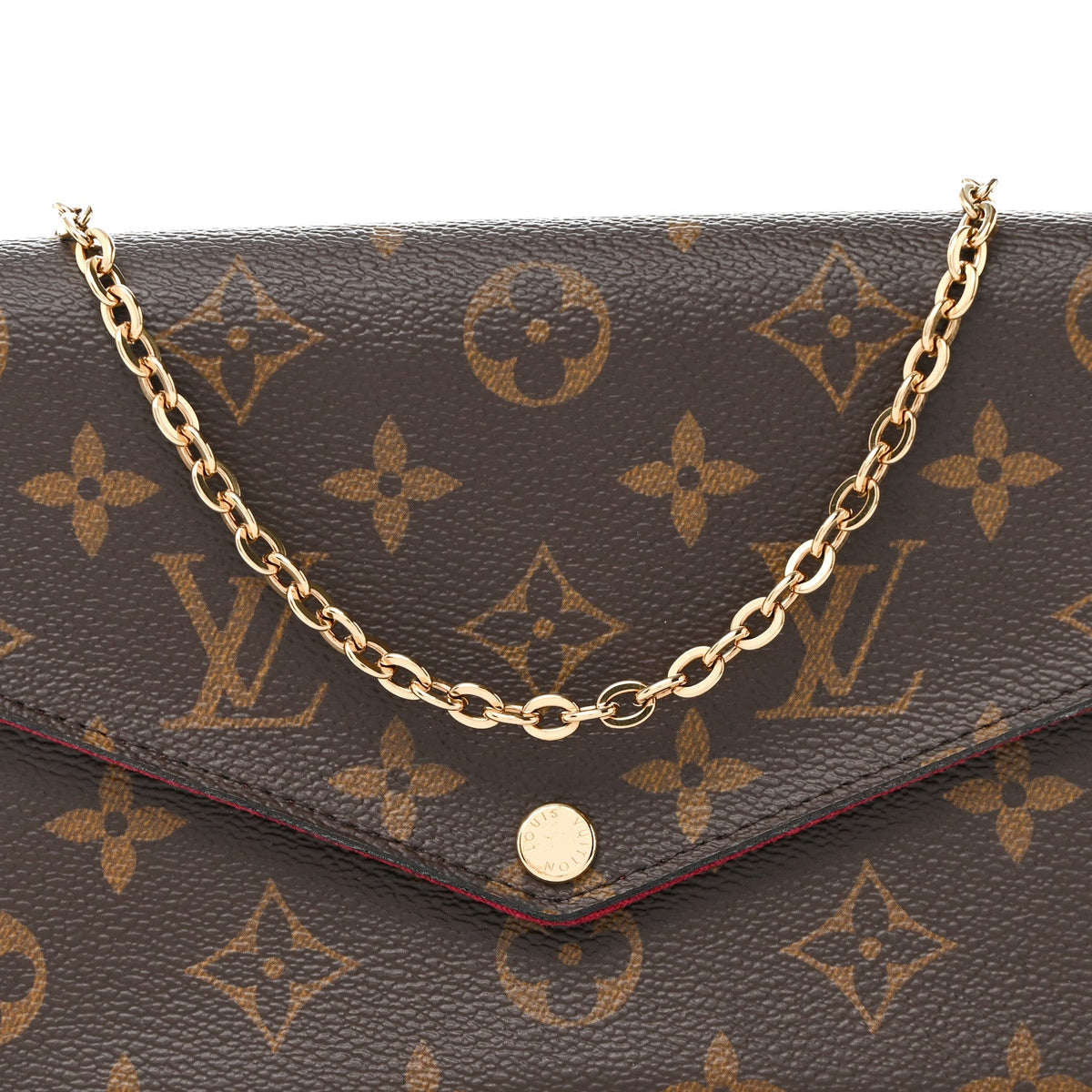 Monogram Pochette Felicie Chain Wallet Fuchsia