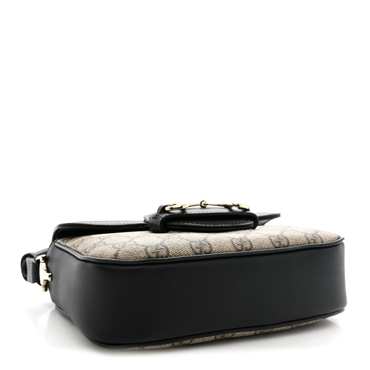 GG Supreme Monogram Horsebit 1955 Soft Small Shoulder Bag Beige Black