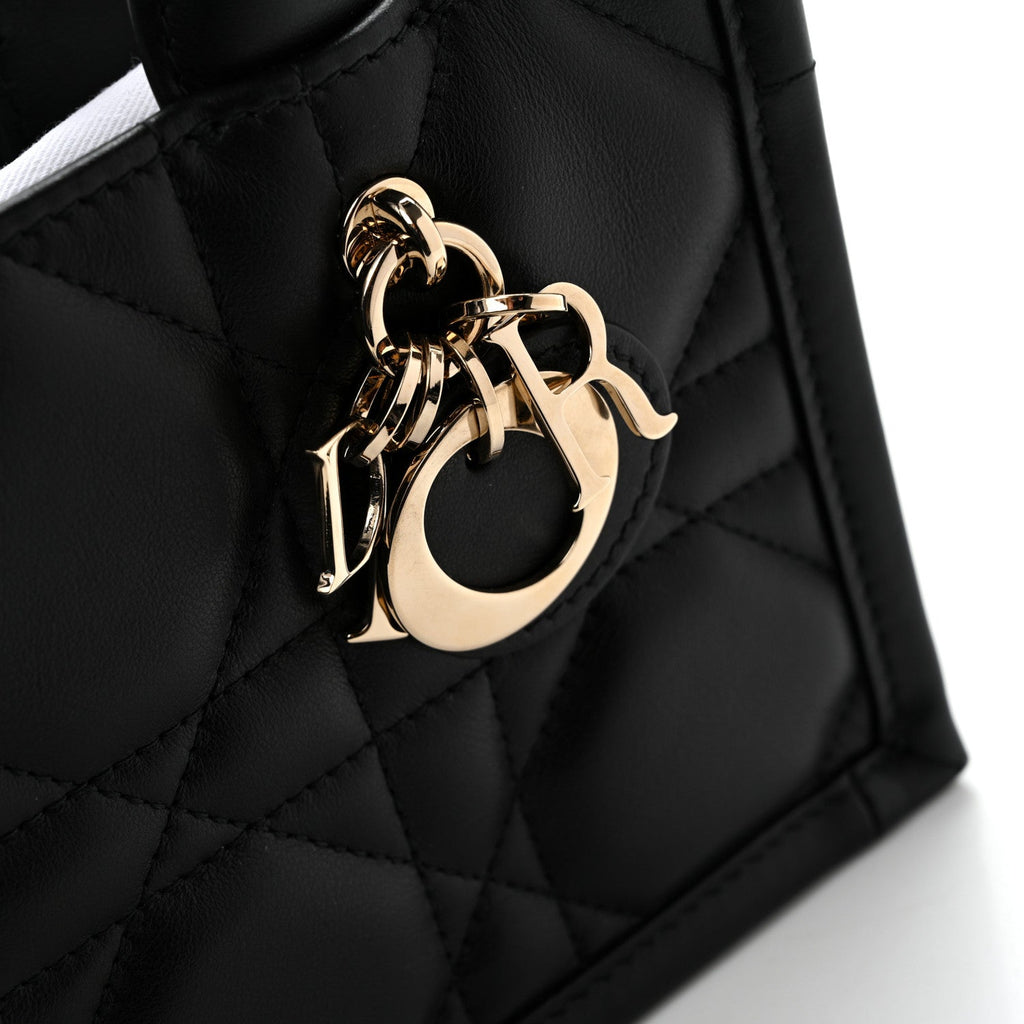 Calfskin Macrocannage Mini Book Tote Black