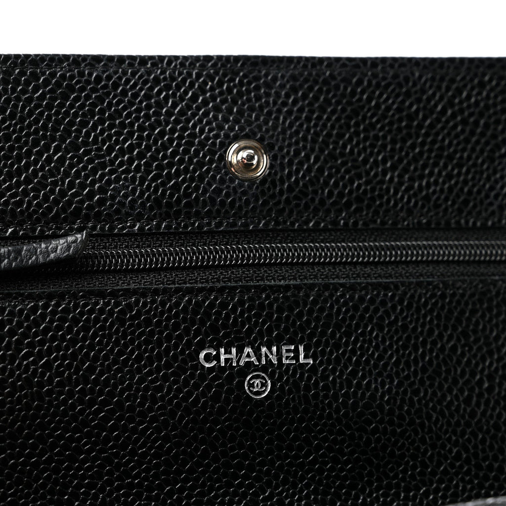 Caviar Quilted Wallet on Chain WOC Black