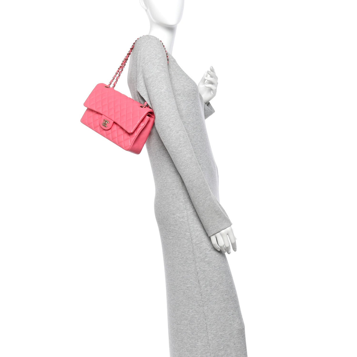 Caviar Quilted Medium Double Flap Pink
