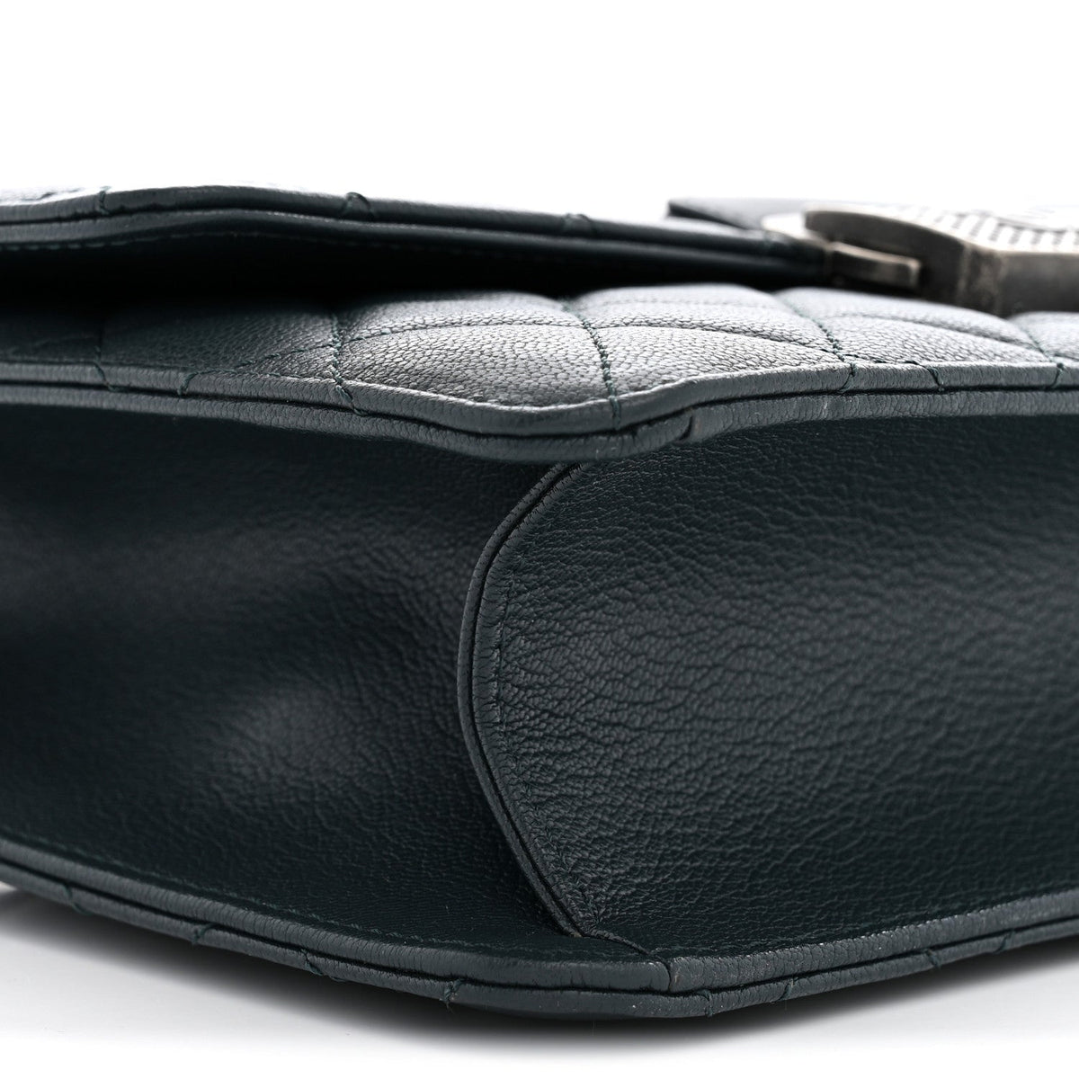 Goatskin Quilted Small CC University Top Handle Flap Dark Green