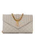 Grain De Poudre Mixed Matelasse Triquilt Monogram Chain Wallet Crema Soft