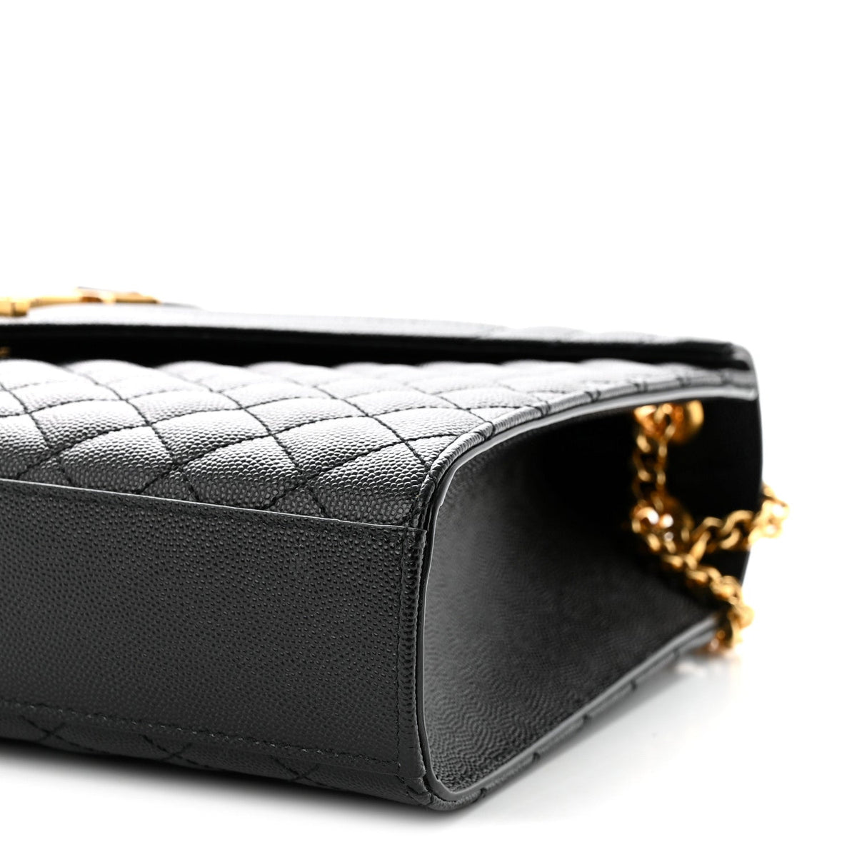 Grain De Poudre Textured Mixed Matelasse Large Triquilt Monogram Satchel Black