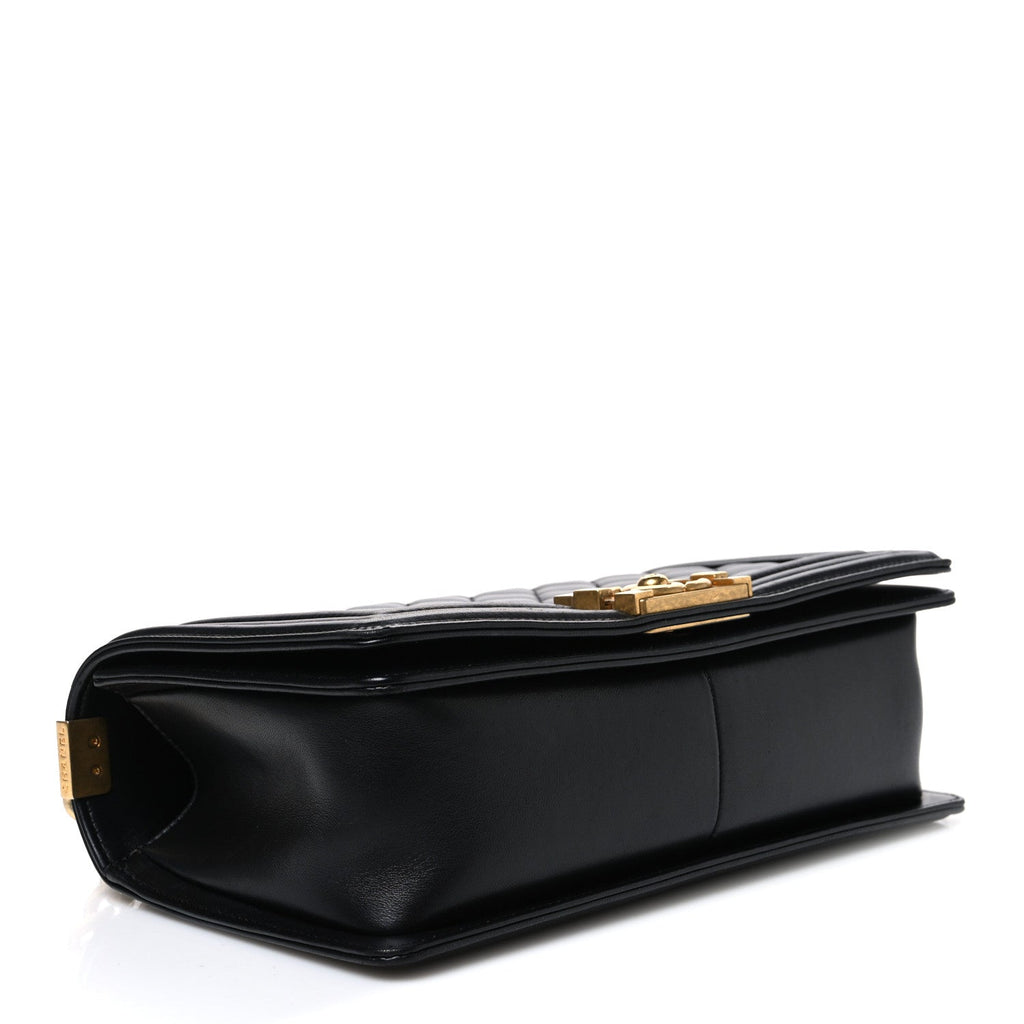 Lambskin Quilted Medium Boy Flap Black