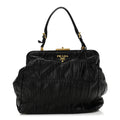 Nappa Dressy Gaufre Framed Tote Black