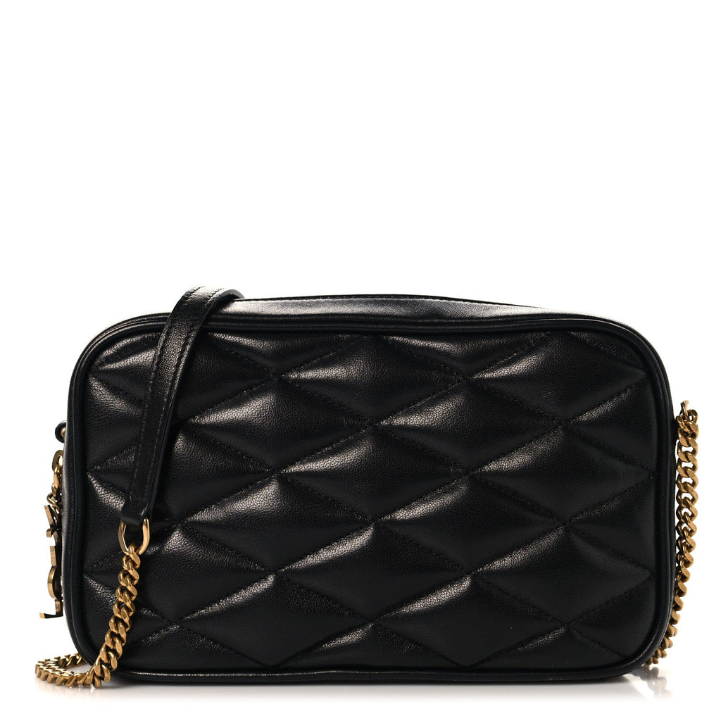 Lambskin Quilted Mini Camera Bag Black