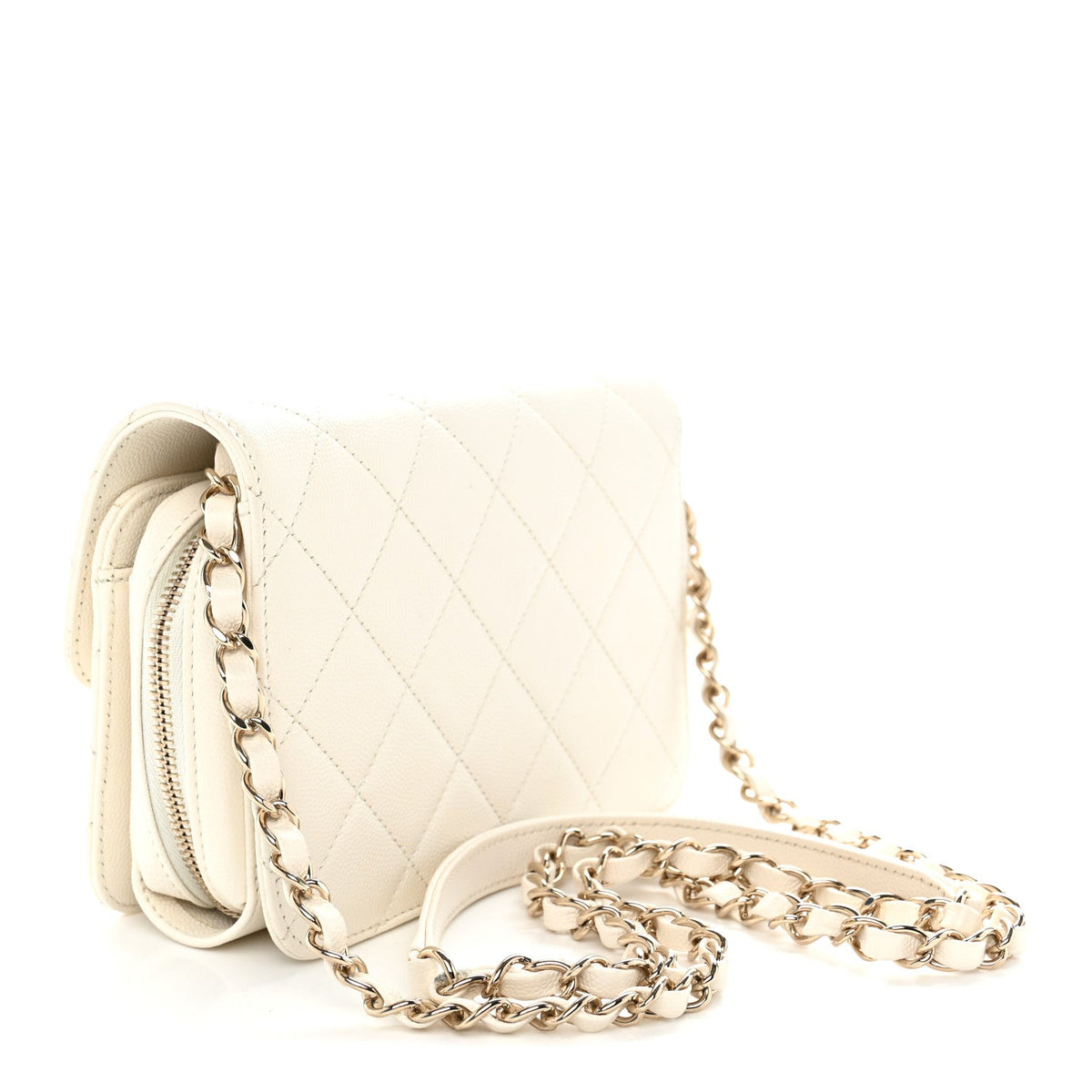 Caviar Quilted Like A Wallet Flap White