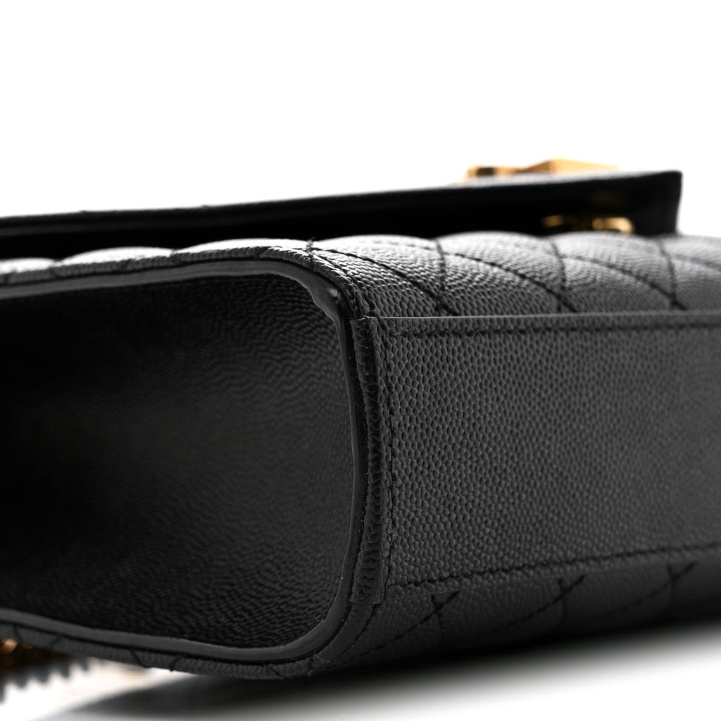Grain De Poudre Textured Mixed Matelasse Triquilt Medium Monogram Satchel Black