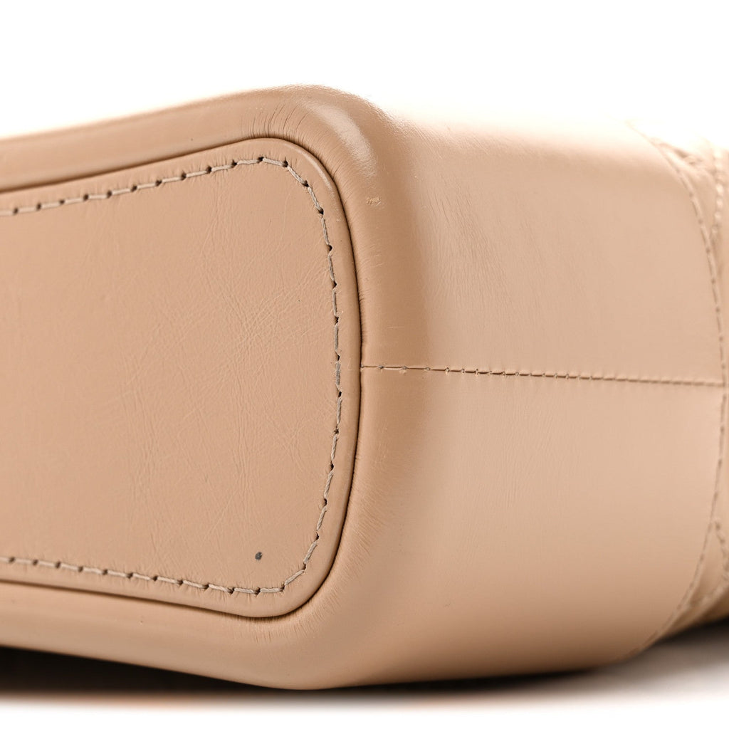 Aged Calfskin Quilted New Medium Gabrielle Hobo Beige