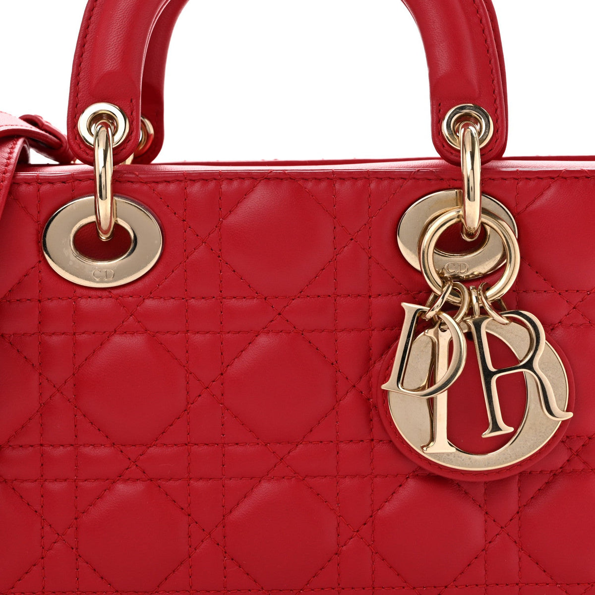 Lambskin Cannage Medium Lady D-Joy Red