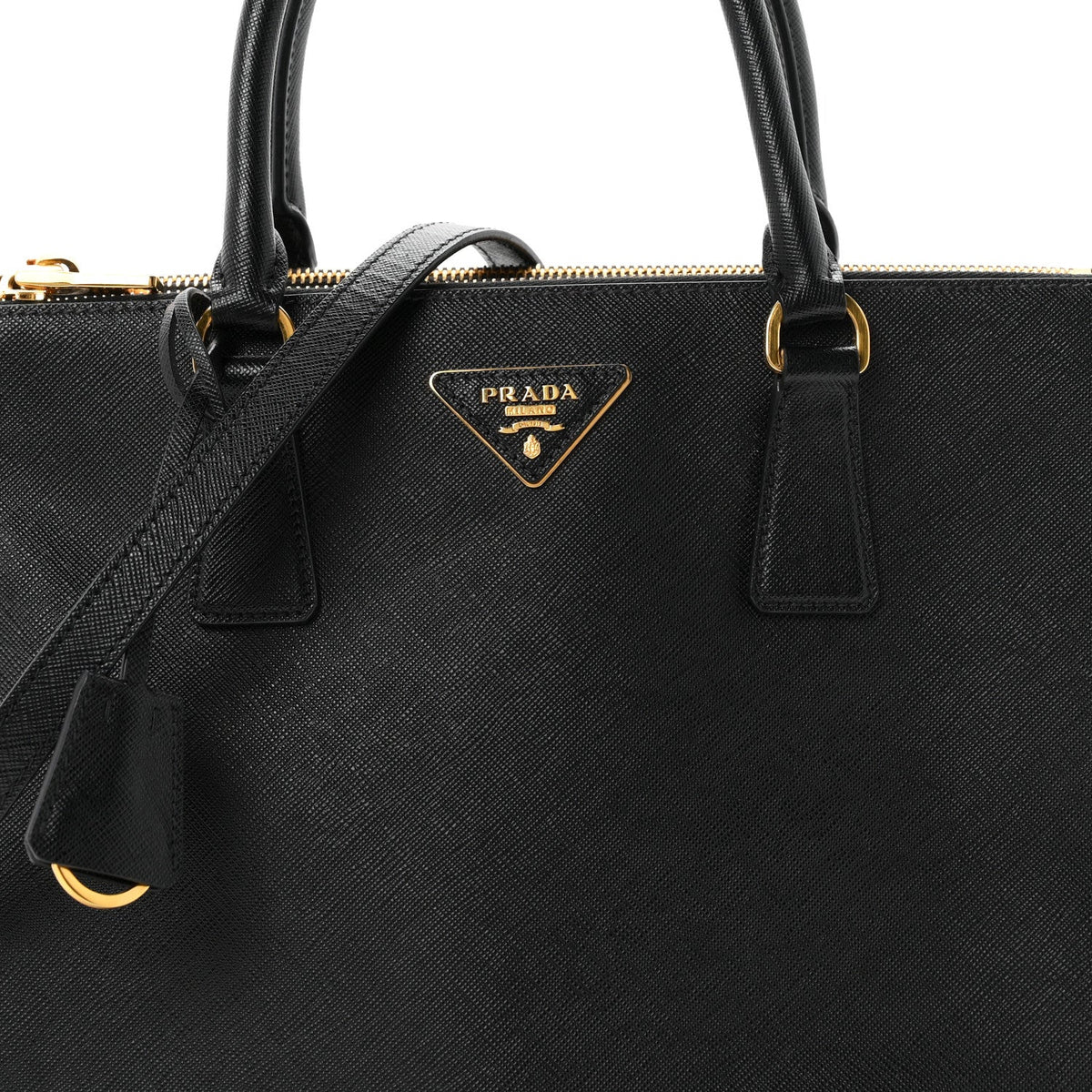 Saffiano Small Galleria Double Zip Tote Black