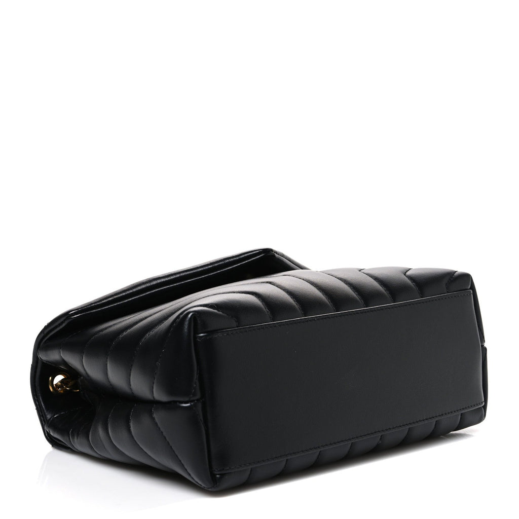Calfskin Y Quilted Monogram Small Loulou Chain Satchel Black