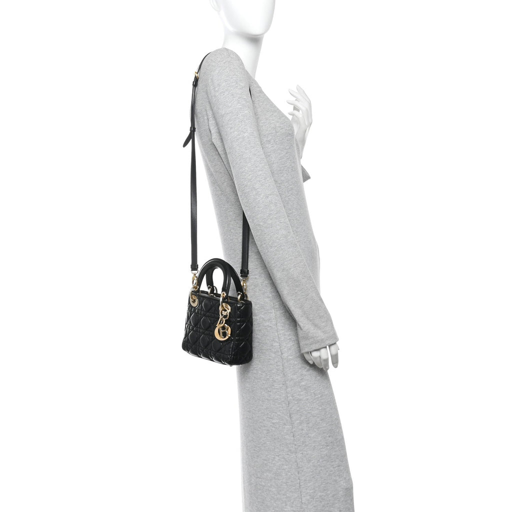 Lambskin Cannage Mini Lady Dior Black