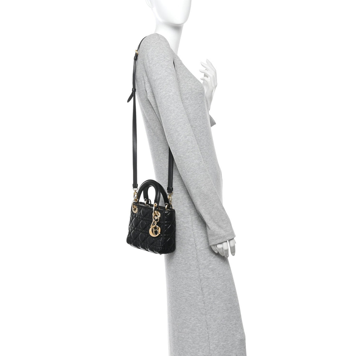 Lambskin Cannage Mini Lady Dior Black