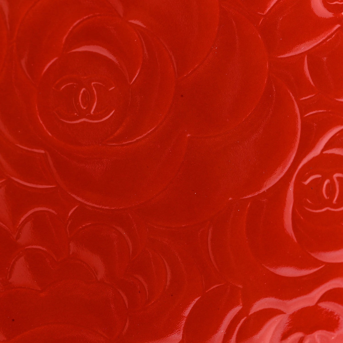 Patent Camellia Embossed Wallet On Chain WOC Dark Red