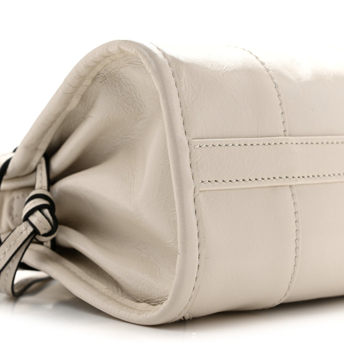 Glossy Calfskin Triangle Mini Bonnie Hand Bag White
