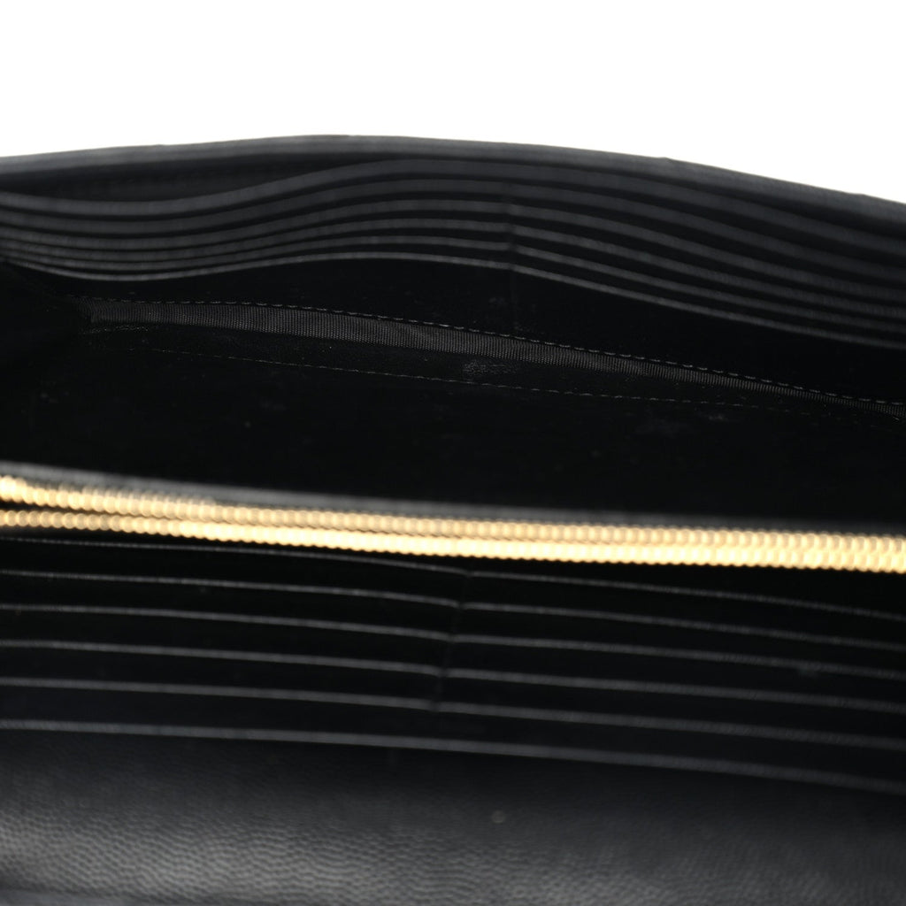 Grain De Poudre Matelasse Chevron Monogram Chain Wallet Black