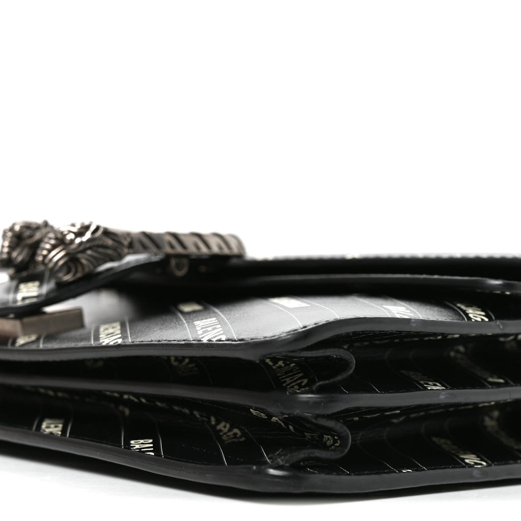 X BALENCIAGA Calfskin Matelasse Logo Print Small GG Marmont Shoulder Bag Black