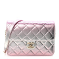 Metallic Lambskin Quilted Large Like A Wallet Flap Golden Pink