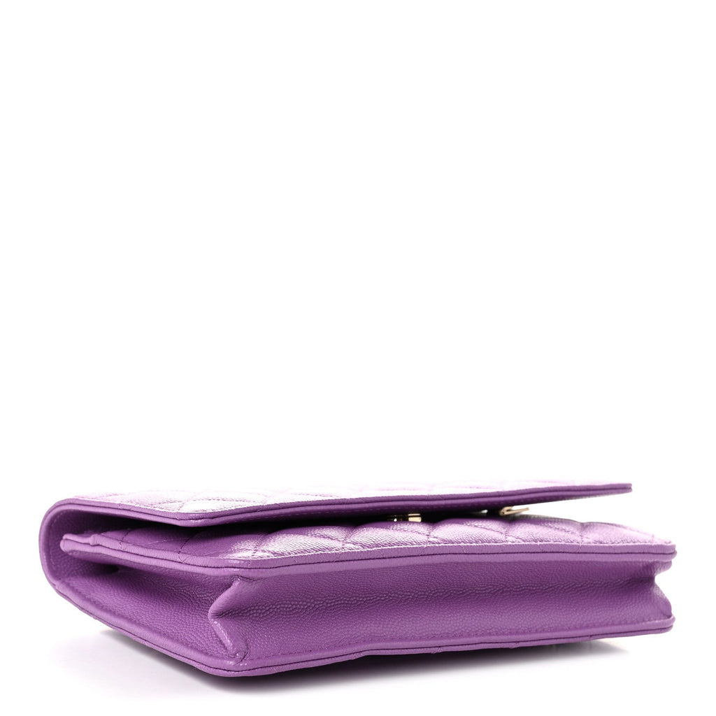 Caviar Quilted Wallet on Chain WOC Purple