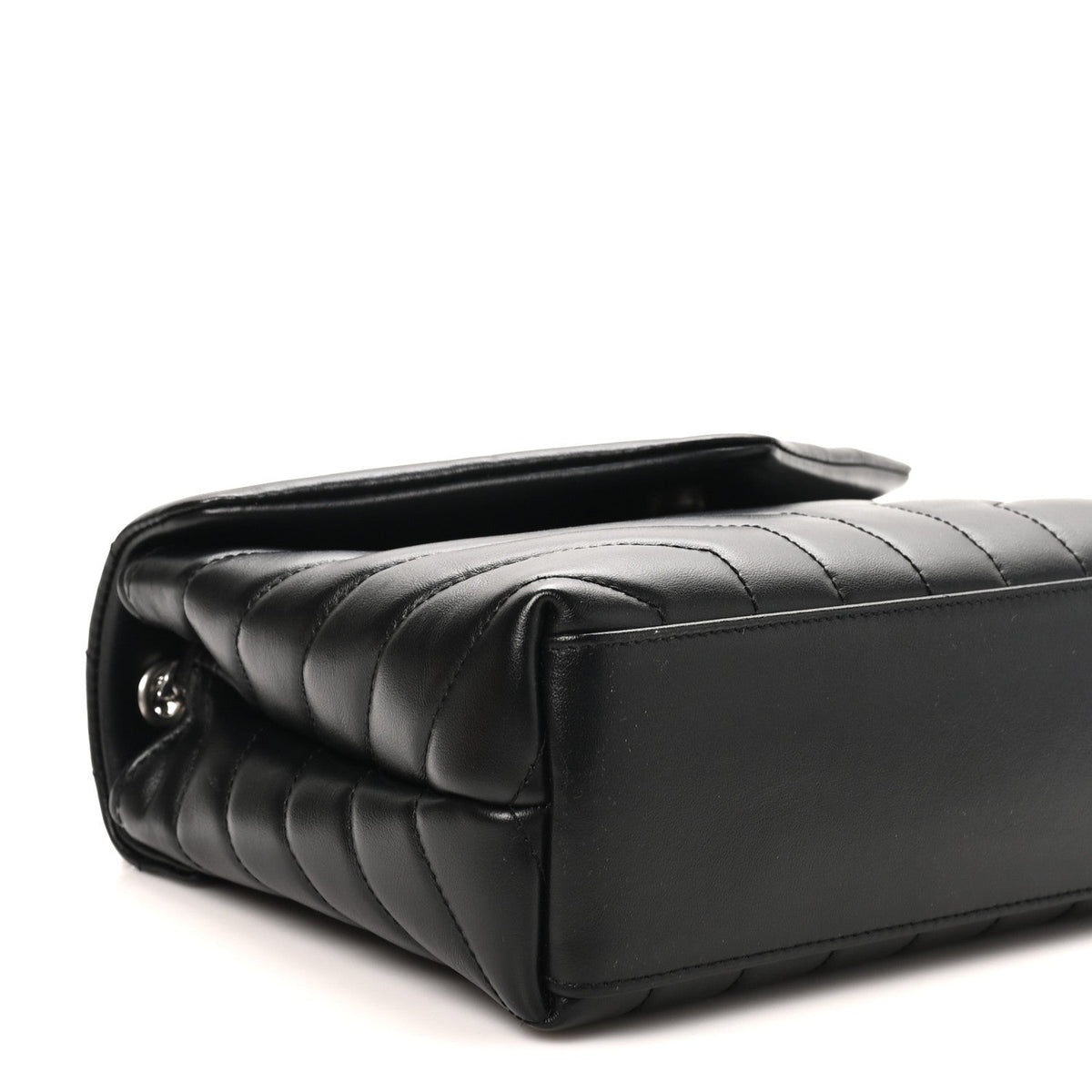 Calfskin Y Quilted Monogram Small Loulou Chain Satchel Black Black