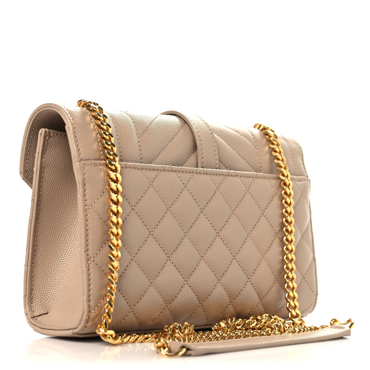 Grain De Poudre Textured Mixed Matelasse Triquilt Small Monogram Satchel Dark Beige